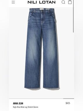 Nili Lotan Medium Blue Wide-Leg Jeans